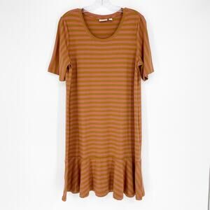 LOGO By Lori Goldstein Soft Stretchy Stripe Shift Dress Size Large